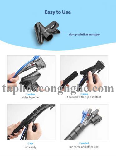 Ugreen 30820 5M màu Đen Dây ống xoắn PE bảo vệ cáp cao cấp LP121 30030820